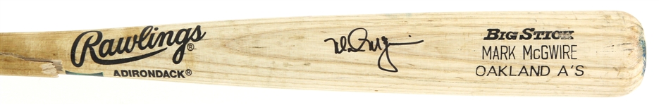 1992 Mark McGwire Oakland Athletics Signed Rawlings Adirondack Professional Model Game Used Bat (MEARS A8.5 /*JSA*)