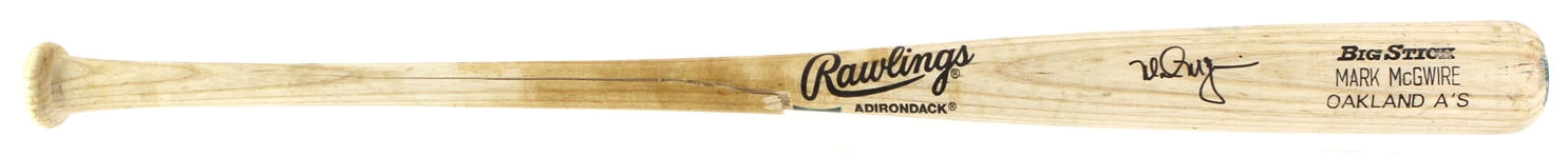 1992 Mark McGwire Oakland Athletics Signed Rawlings Adirondack Professional Model Game Used Bat (MEARS A8.5 /*JSA*)
