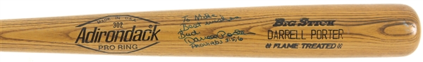 1980-82 Darrell Porter Royals/Cardinals Signed Adirndack Professional Model Bat (Full JSA Letter)