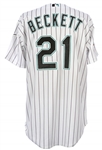 2003 Josh Beckett Florida Marlins Game Worn Home Jersey (MEARS LOA)