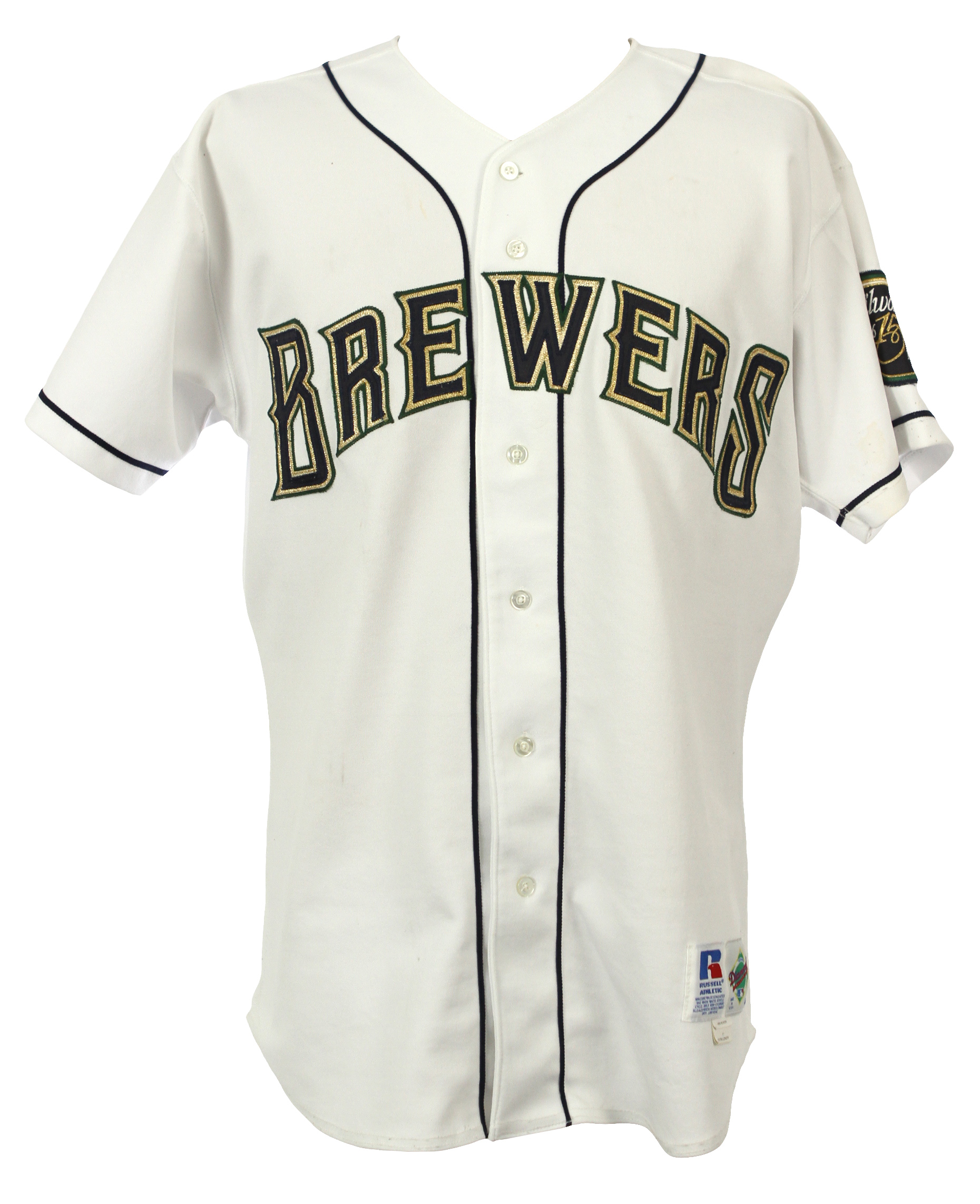 Lot Detail - 1996 Tim Unroe Milwaukee Brewers Game Worn Home Jersey w/  Milwaukee 150th Anniversary Patch (MEARS LOA)