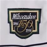 1996 Tim Unroe Milwaukee Brewers Game Worn Home Jersey w/ Milwaukee 150th Anniversary Patch (MEARS LOA)
