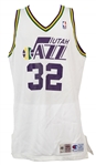 1995-96 Karl Malone Utah Jazz Game Worn Home Jersey (MEARS LOA)