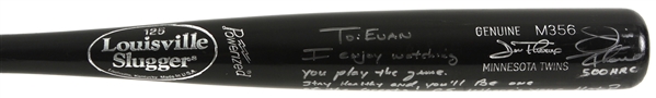 2010 Jim Thome Minnesota Twins Louisville Slugger Professional Model Bat Signed & Inscribed to Evan Longoria (MEARS LOA/JSA/Carlos Pena LOA)