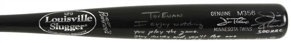 2010 Jim Thome Minnesota Twins Louisville Slugger Professional Model Bat Signed & Inscribed to Evan Longoria (MEARS LOA/JSA/Carlos Pena LOA)