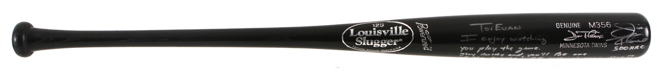 2010 Jim Thome Minnesota Twins Louisville Slugger Professional Model Bat Signed & Inscribed to Evan Longoria (MEARS LOA/JSA/Carlos Pena LOA)