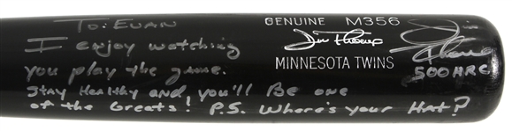 2010 Jim Thome Minnesota Twins Louisville Slugger Professional Model Bat Signed & Inscribed to Evan Longoria (MEARS LOA/JSA/Carlos Pena LOA)