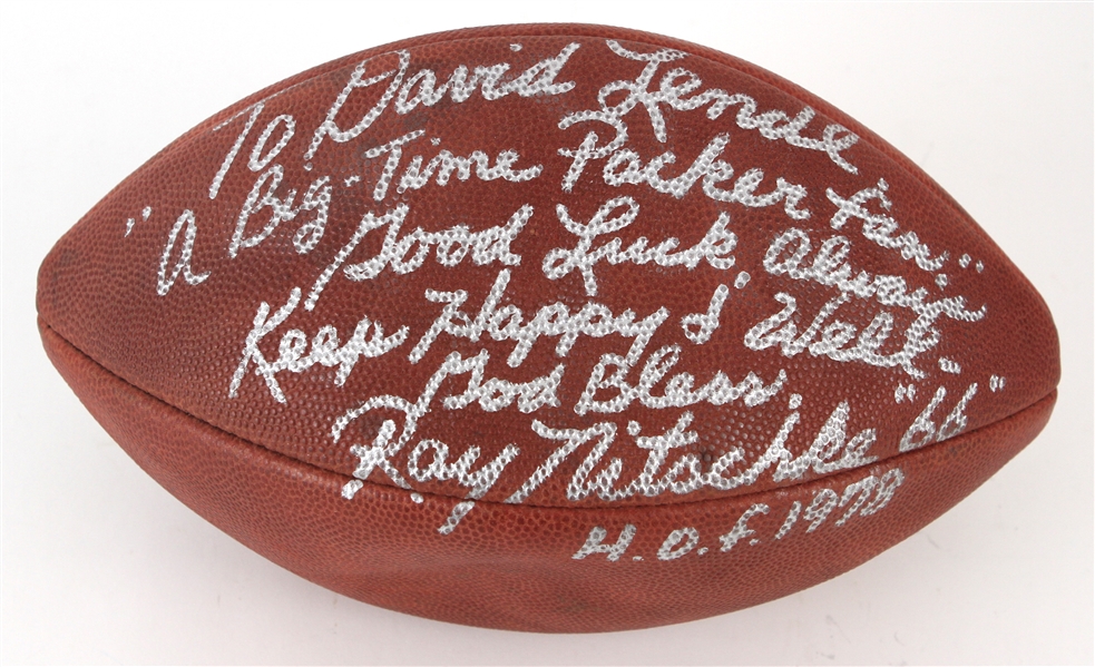 1990s Ray Nitschke Green Bay Packers Signed & Incribed ONFL Tagliabue Football (JSA)
