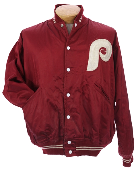 1973 Mike Schmidt Philadelphia Phillies Game Worn Quilted Satin Jacket (MEARS LOA)