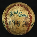 1952 (October 2) Brooklyn Dodgers New York Yankees ONL Giles Ebbets Field World Series Game Used Baseball (MEARS LOA)