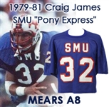 1979-81 circa Craig James SMU ”Pony Express” Game Worn Home Jersey (MEARS A8)