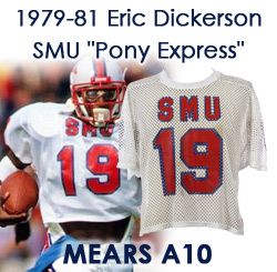 1979-81 circa Eric Dickerson SMU ”Pony Express” Signed Road Jersey (MEARS A10/JSA)”With Senior Season Autograph”