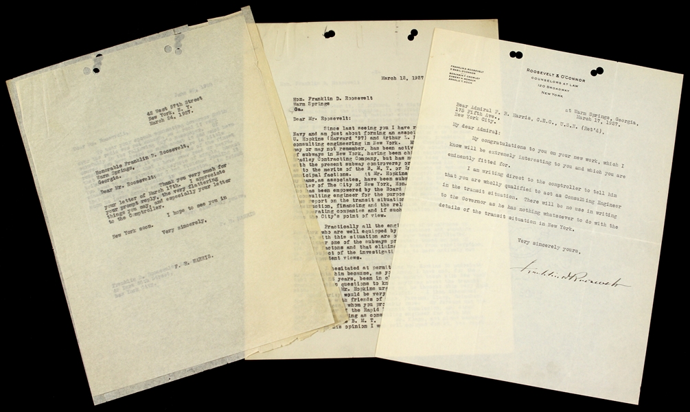 1927 Rare Franklin D. Roosevelt TLS Signed With Correspondence (Full PSA/DNA letter)