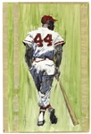 1960-65 circa Hank Aaron Milwaukee Braves Original Illustration Art (13"x22") by Famous Artist Bill Duehren "Creator of the Laughing Indian Logo"