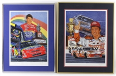 1990s Richard Petty Jeff Gordon Framed Signed & Numbered Lithograph, Earnhardt Collection of Framed Race Memorabilia (6) & Racing Figurines