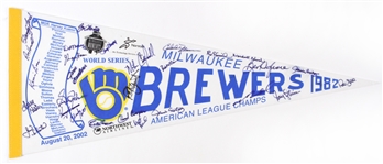 1982-98 Baseball Basketball Olympics Pennant Collection - Lot of 6 w/ 1982 Milwaukee Brewers Multi Signed Including Robin Yount, Cecil Cooper, Mike Caldwell & More (JSA)