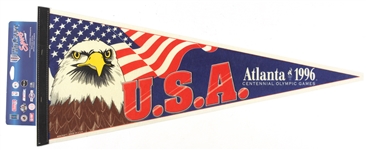 1982-98 Baseball Basketball Olympics Pennant Collection - Lot of 6 w/ 1982 Milwaukee Brewers Multi Signed Including Robin Yount, Cecil Cooper, Mike Caldwell & More (JSA)