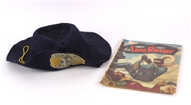 1950s Lone Ranger Comic Book and Rin Tin Tin & Rusty Fighting Blue Devils Hat - Lot of 2