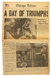 1969 (July 25) Buzz Aldrin Apollo 11 Astronaut Signed Chicago Tribune Newspaper (JSA)