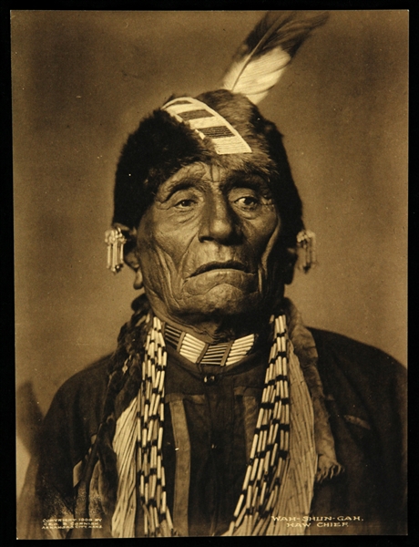 1909 Wah-Shun-Gah Kaw Chief 5 7/8" x 7 3/4" Original Studio Photo (George B. Cornish Photographer)