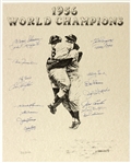 1956 New York Yankees Signed 16" x 20" Lithograph w/ 17 Signatures Including Yogi Berra, Whitey Ford, Phil Rizzuto & More (JSA Full Letter) 313/500