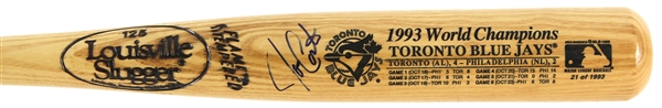 1993 Joe Carter Toronto Blue Jays Signed Louisville Slugger World Sereis Champions Commemorative Bat (JSA) 21/1993