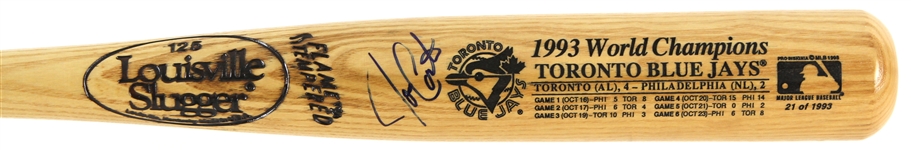 1993 Joe Carter Toronto Blue Jays Signed Louisville Slugger World Sereis Champions Commemorative Bat (JSA) 21/1993