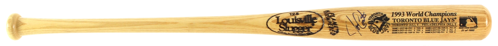 1993 Joe Carter Toronto Blue Jays Signed Louisville Slugger World Sereis Champions Commemorative Bat (JSA) 21/1993