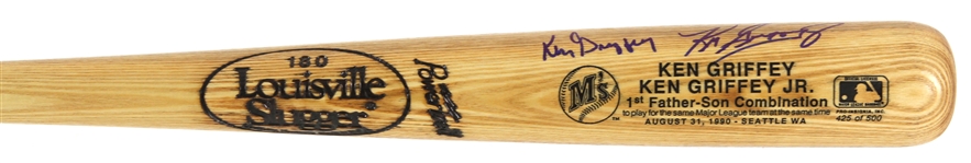 1990 Ken Griffey Ken Griffey Jr Dual Signed Louisville Slugger Commemorative Bat (JSA) 425/500
