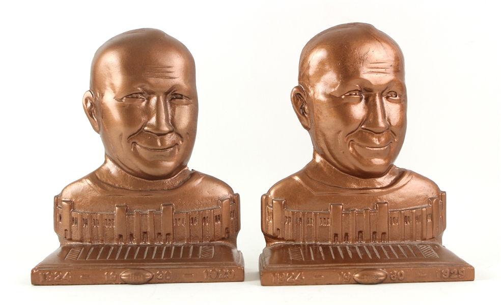 1930s Knute Rockne Notre Dame Fighting Irish Perfect Season Bookends - Set of 2