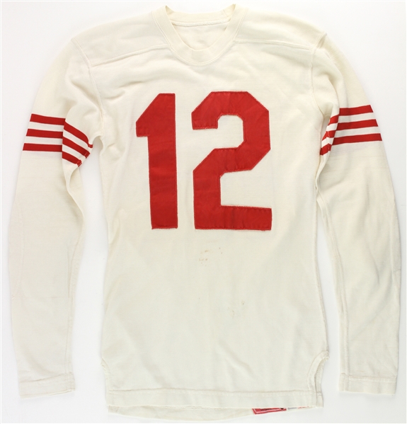 1950s Rawlings #12 Game Used Durene Football Jersey (MEARS LOA)