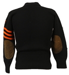 1940's circa Lowe & Campbell Sweater w/ Star, Striped Sleeve & Leather Elbow Pads
