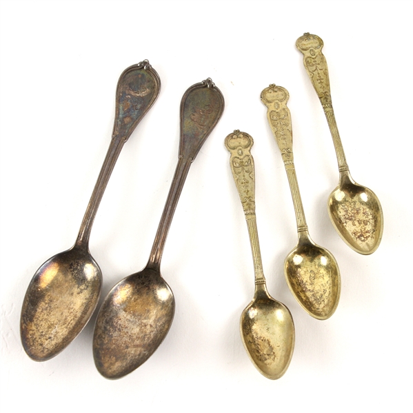 1867 circa Alexander Cartwright Spoon Collection - Lot of 5 Sourced From Cartwright Estate