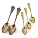 1867 circa Alexander Cartwright Spoon Collection - Lot of 5 Sourced From Cartwright Estate