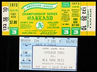 1973-88 Oakland As ALCS & Chicago Cubs First Wrigley Field Night Game Ticket/Stub Collection - Lot of 2