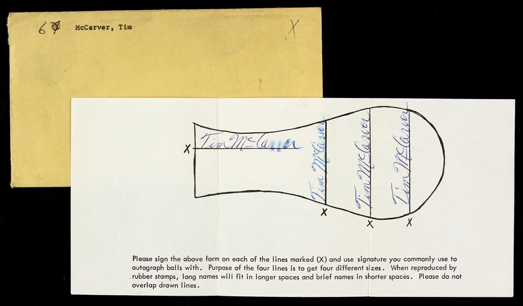 1960s Tim McCarver St. Louis Cardinals Multi Signed Autograph Template Sheet (JSA)