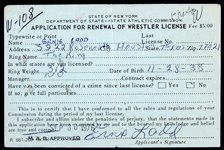 1975 Ernie "The King" Ladd Wrestler Signed Licensure Renewal Application (JSA)