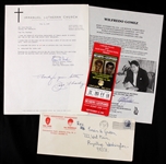 1963-94 Boxing Memorabilia Collection - Lot of 4 w/ Jack Sharkey Signed Letter, Wilfredo Gomez Signed Photo, Hearns/Leonard Ticket & More (JSA)