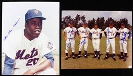 1960s-70s New York Mets Signed 8" x 10" Photo Collection - Lot of 2 w/ Choo Choo Coleman, Roy McMillan, Ed Yost, Rube Walker & Joe Pignatano (JSA)
