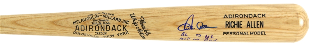 1970s Richie "Dick" Allen Phillies/White Sox Signed & Inscribed Adirondack Bat (JSA)