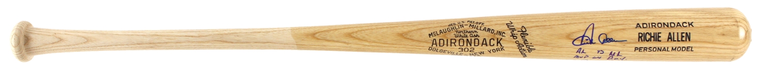 1970's Richie Dick Allen Phillies/White Sox Signed & Inscribed Adirondack Bat (JSA)
