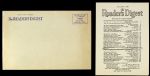 1944 (August) Readers Digest Reprint of "Survival" Article Detailing John F. Kennedys Heroism in in the Solomons w/ Kennedy for Congress Mailing Envelope - Lot of 2