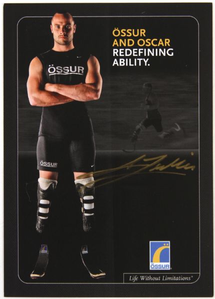 2011 Osacr Pistorius Paralympic Champoin Signed 4" x 6" Ossur Product Card (JSA)