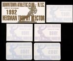 1985-92 Downtown Athletic Club Heisman Trophy Elector Decal Collection - Lot of 6