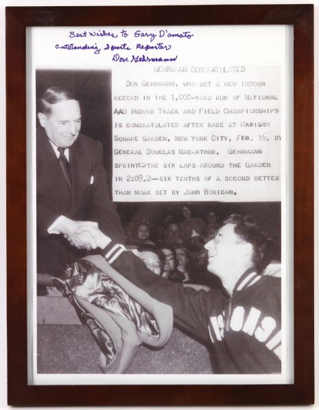 1952-53 Don Gehrmann 1,000 Yard Record Holder Signed 14" x 18" Framed Photo (JSA)