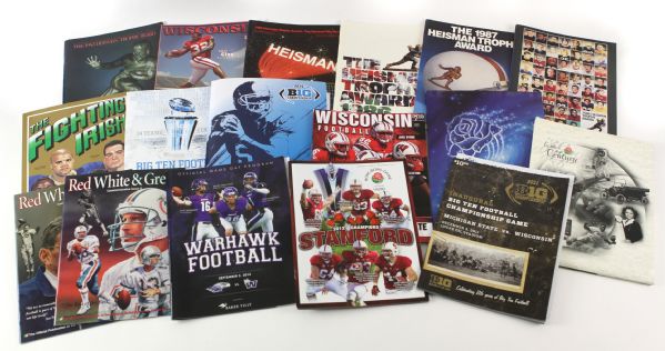 1980s-2000s College Football Program Media Guide Media Packet Collection - Lot of 54 w/ Wisconsin Badgers, Notre Dame, Rose Bowls & More