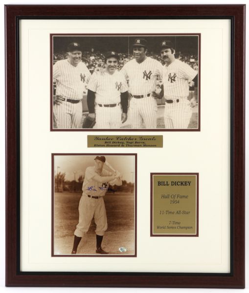 1980s Bill Dickey New York Yankees Signed 22" x 27" Framed Display (JSA)