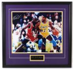 2000s Magic Johnson Los Angeles Lakers Signed 25" x 27" Framed Display (JSA)
