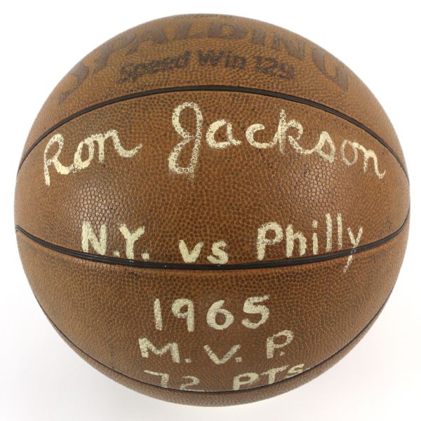 1965 Ron Jackson New York vs. Philadelphia Street Hoops Classic Game Used Basketball (MEARS LOA)