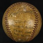 1948 (August 25) George Kell Earle Mack Jack Coombs Ira Thomas Pat Mullin Tigers/Athetics Signed OAL Harridge Shibe Park Game Used Baseball (MEARS LOA/JSA)